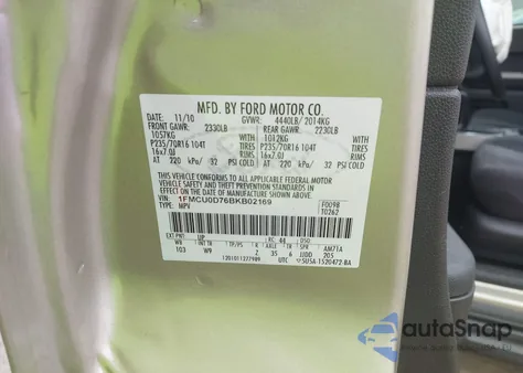 2011 Ford Escape Xlt из США, поврежденный, VIN 1FMCU0D76BKB02169